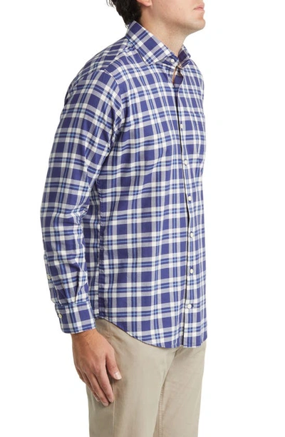 Shop Peter Millar Truett Plaid Soft Cotton Button-up Shirt In Navy