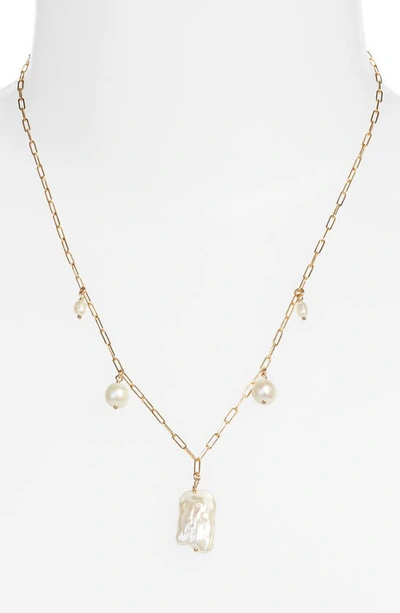 Shop Set & Stones Catalina Freshwater Pearl Paper Clip Necklace In Gold