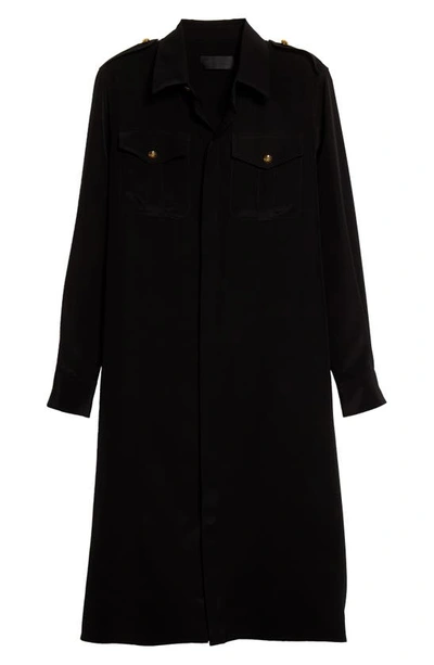 Shop Nili Lotan Adelaide Long Sleeve Silk Shirtdress In Black