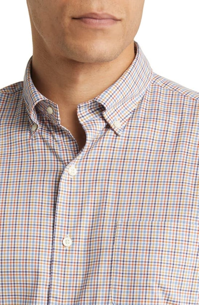 Shop Peter Millar Market Crown Lite Check Button-down Shirt In Twilight Blue