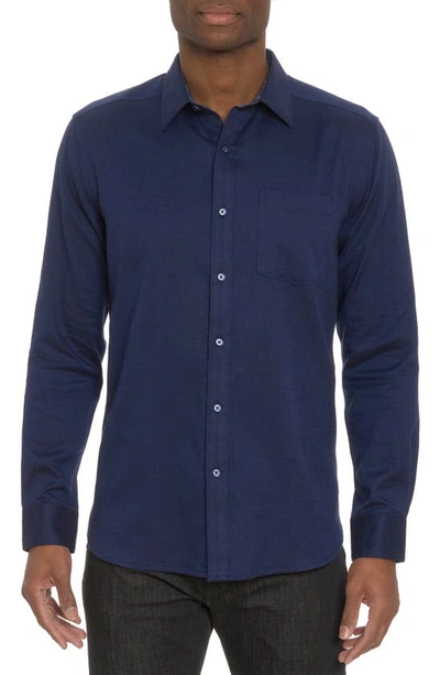 Shop Robert Graham Santa Croce Cotton Blend Button-up Shirt In Indigo
