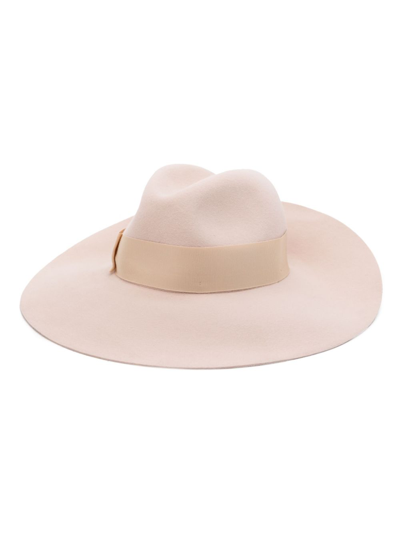 Shop Borsalino Sophie Shaved Felt Fedora Hat In Beige