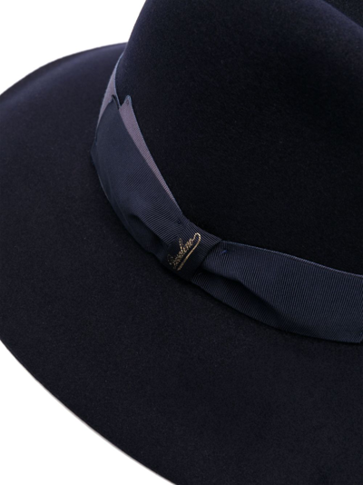 Shop Borsalino Alessandria Shaved Fur Felt Fedora Hat In Blue