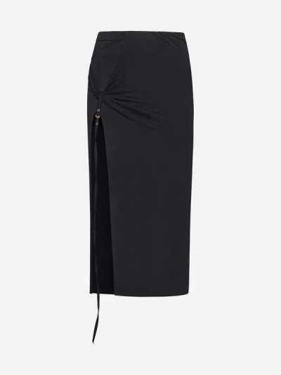 Shop Jacquemus Pareo Croissant Cupro Skirt In Black