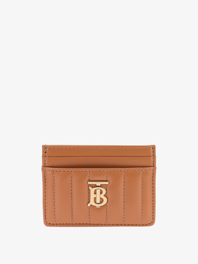 Shop Burberry Woman Card Holder Woman Brown Wallets