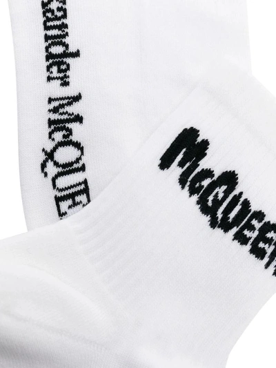 Shop Alexander Mcqueen Mcqueen Graffiti Socks In White