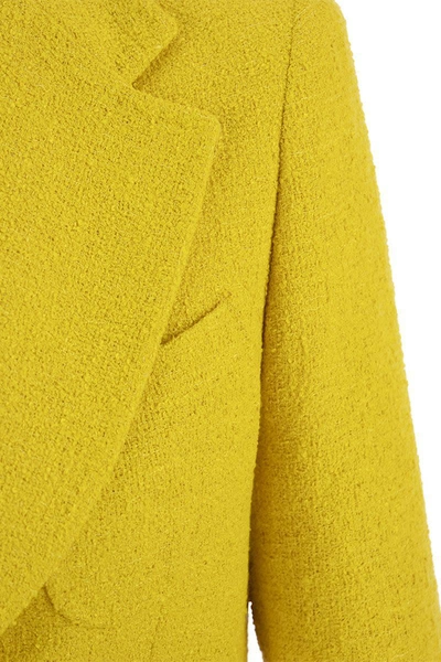 Shop Tagliatore Debra - Single Breasted Linen Blend Blazer In Yellow