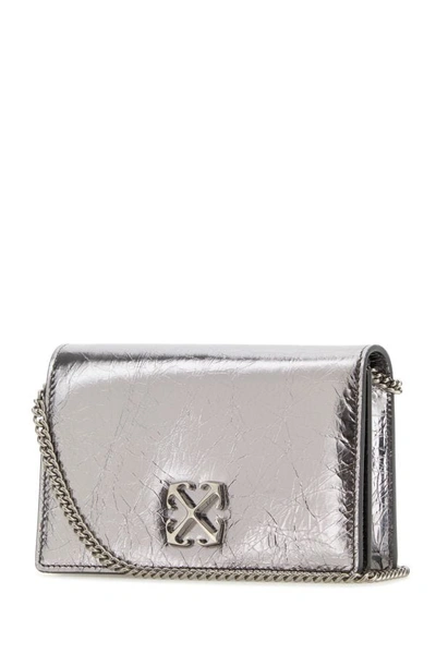 Shop Off-white Off White Woman Silver Leather Jitney 0.5 Clutch