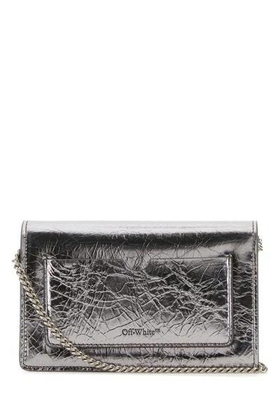 Shop Off-white Off White Woman Silver Leather Jitney 0.5 Clutch