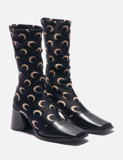 Shop Marine Serre Regenerated All Over Moon Jersey Ankle Boots In Black