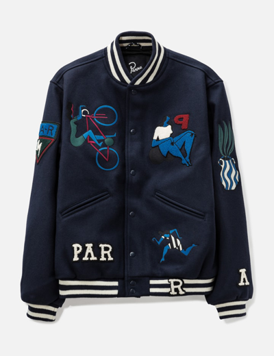 Shop By Parra Run Sit &amp; Bike Varsity Jacket In Blue