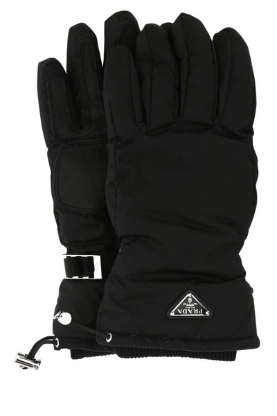 Shop Prada Man Black Re-nylon Gloves