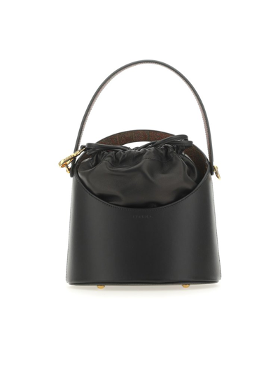 Shop Etro Drawstring Saturno Bucket Bag In Black