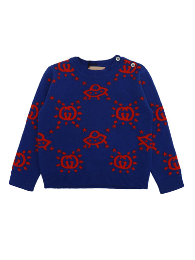 Shop Gucci Kids Interlocking G Crewneck Long In Multi