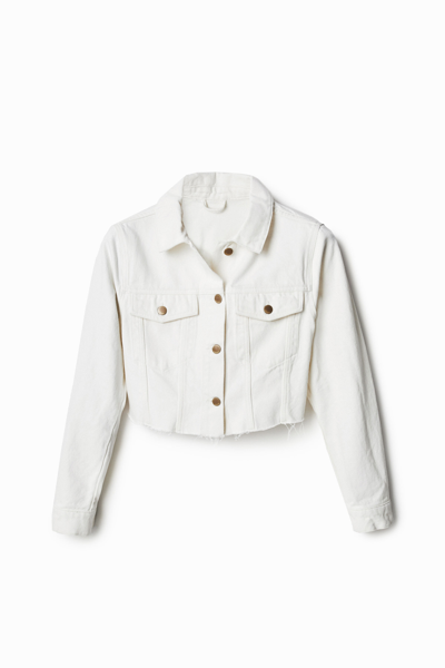 Desigual Cropped Denim Jacket In White