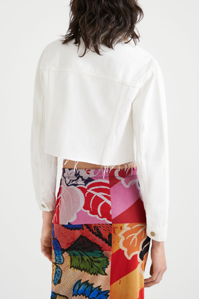 Desigual Cropped Denim Jacket In White