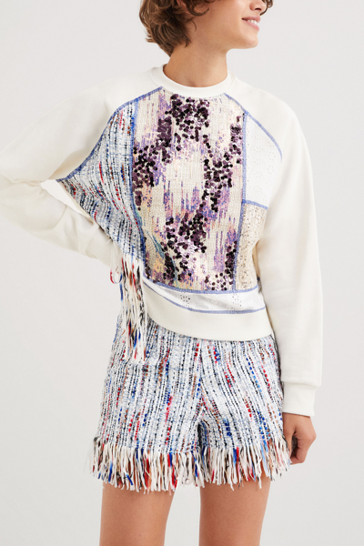 Desigual Fabric Patchwork Sweatshirt In White