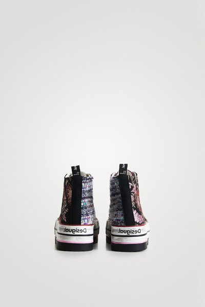 Shop Desigual Asian Patchwork High-top Platform Sneakers In Material Finishes