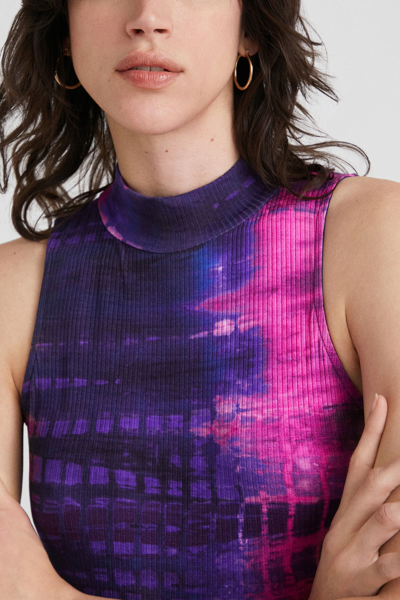 Shop Desigual Ribbed Tie-dye Bodysuit In Material Finishes