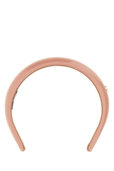 Shop Miu Miu Logo Plaque Headband In Pink
