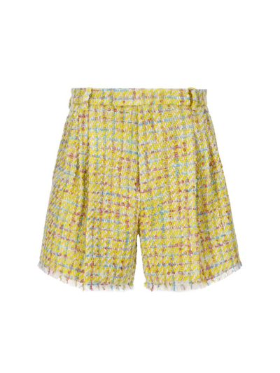Shop Gucci Frayed Hem Tweed Shorts In Multi