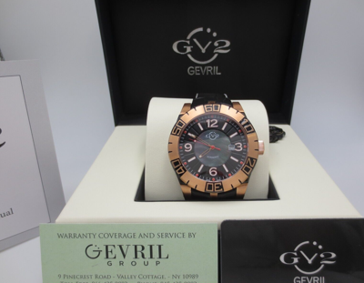 Pre-owned Gevril Gv2 By  Men's 8002 La Luna Automatic Limited Edition Black Leather Watch