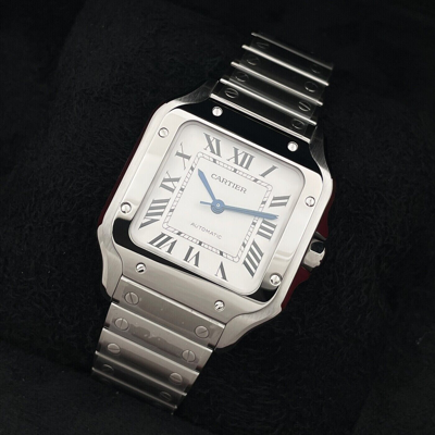 Pre-owned Cartier Santos De  Wssa0029 Stainless Steel White Medium Complete Watch