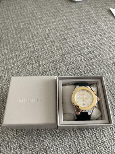 Pre-owned Michele (on Sale)  Jelly Bean Gold/silver/black Watch Mww12f000096 Retail $450