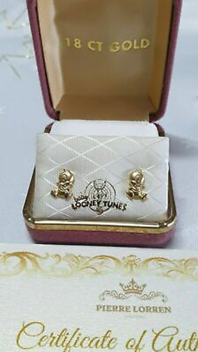 Pre-owned Disney Earrings  Donald Duck 18k Gold Gift For Girl Original Looney Tunes Handmde