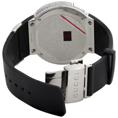 Pre-owned Gucci Diamond White Watch Mens Full Casing Ya114202 5 Row Custom Digital 3.5 Ct.