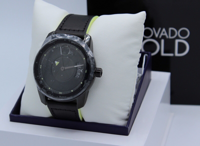 Pre-owned Movado Authentic  Bold Trend Verso Black Leather Men's Watch 3600696