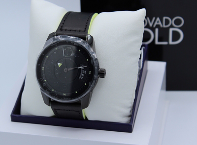 Pre-owned Movado Authentic  Bold Trend Verso Black Leather Men's Watch 3600696