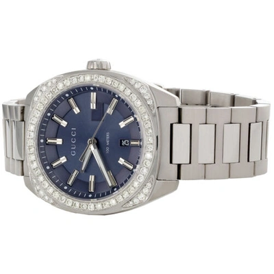 Pre-owned Gucci Mens  Gc2570 Genuine Diamond Watch Ya142303 Blue Dial 41mm | 1.82 Ct. In White