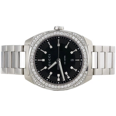 Pre-owned Gucci Mens Ya142301  Gc2570 Genuine Diamond Watch 40mm Black Dial 1.82 Ct. In White