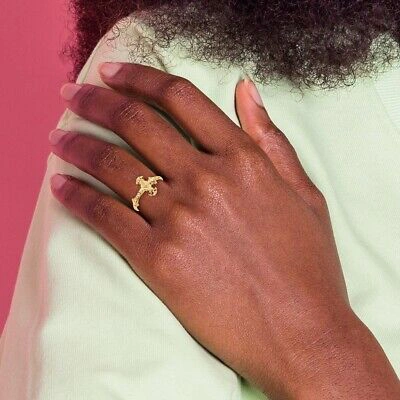 Pre-owned Diamond2deal 14k Yellow Gold Diamond Cut Crucifix Cross Jesus Religious Ring Size 8.75