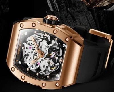 Pre-owned Gatti Fashion Gold  Auto Watch Mechanical Tonneau Formal Luminous Wristwatch Gift
