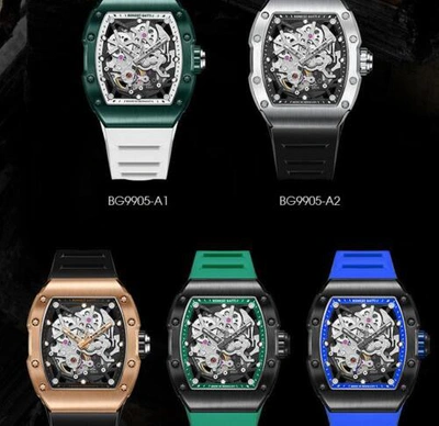 Pre-owned Gatti Fashion Gold  Auto Watch Mechanical Tonneau Formal Luminous Wristwatch Gift