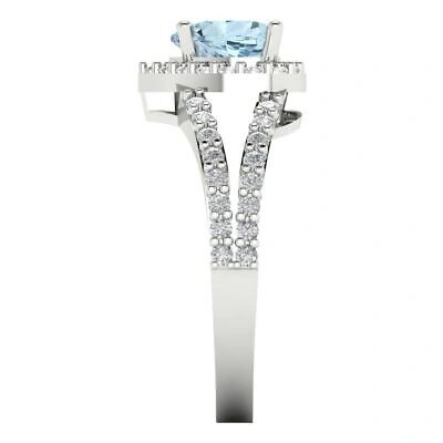 Pre-owned Pucci 1.75 Heart Split Shank Natural Aquamarine Modern Statement Ring 14k White Gold