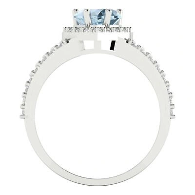 Pre-owned Pucci 1.75 Heart Split Shank Natural Aquamarine Modern Statement Ring 14k White Gold