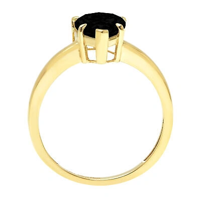 Pre-owned Pucci 1 Ct Pear Designer Statement Bridal Natural Onyx Ring Solid 14k Yellow Gold