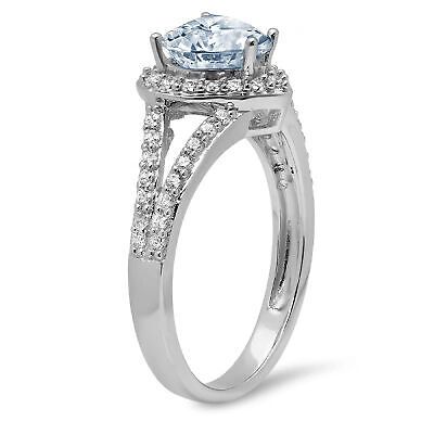 Pre-owned Pucci 1.75 Heart Split Shank Natural Aquamarine Modern Statement Ring 14k White Gold