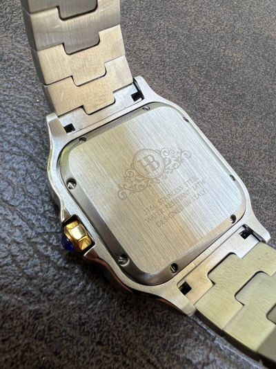 Pre-owned Hip Hop 14k Gold Plated & Stainless Steel Two Tone Real Mens Watch Iced Cz Arabic Dial