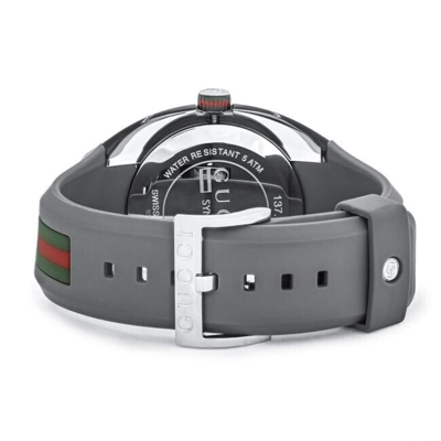 Pre-owned Gucci Sync Ya137109 Gray Rubber Band Gray Dial Unisex Watch