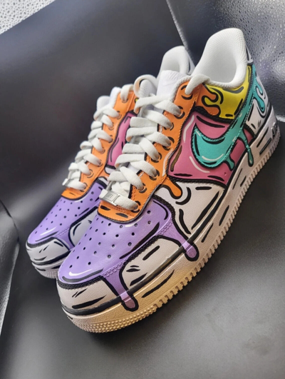 Pre-owned Nike Custom Air Force 1 "chill Cartoon Drippy" Shoes Sneakers Mens Womens Kids In Multicolor