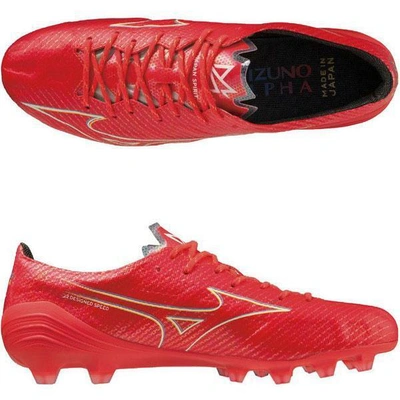 Pre-owned Mizuno Alpha Japan Red Coral Soccer Cleats P1ga2360 64 Us7-11h W/box In White