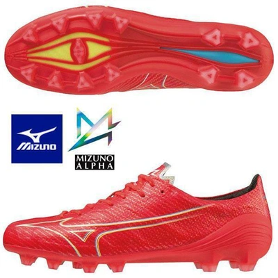 Pre-owned Mizuno Alpha Japan Red Coral Soccer Cleats P1ga2360 64 Us7-11h W/box In White