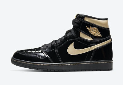 Pre-owned Jordan Nike Air  1 Retro High Black/ Metallic Gold Sz 8 555088-032 Fashion Shoes