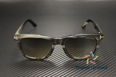 Pre-owned Tom Ford Ft1046 P 64b Horn Coloured Horn Gradient Smoke 53 Mm Men's Sunglasses In Gray