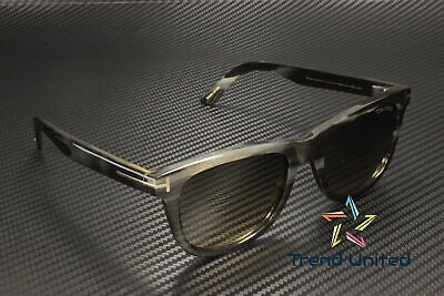 Pre-owned Tom Ford Ft1046 P 64b Horn Coloured Horn Gradient Smoke 53 Mm Men's Sunglasses In Gray