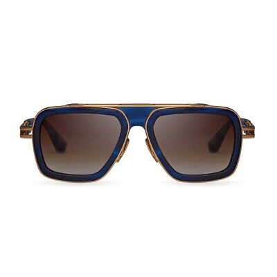Pre-owned Dita Lxn-evo Dt Dts403 A-03 Blue Swirl/yellow Gold Metal Sunglasses Brown